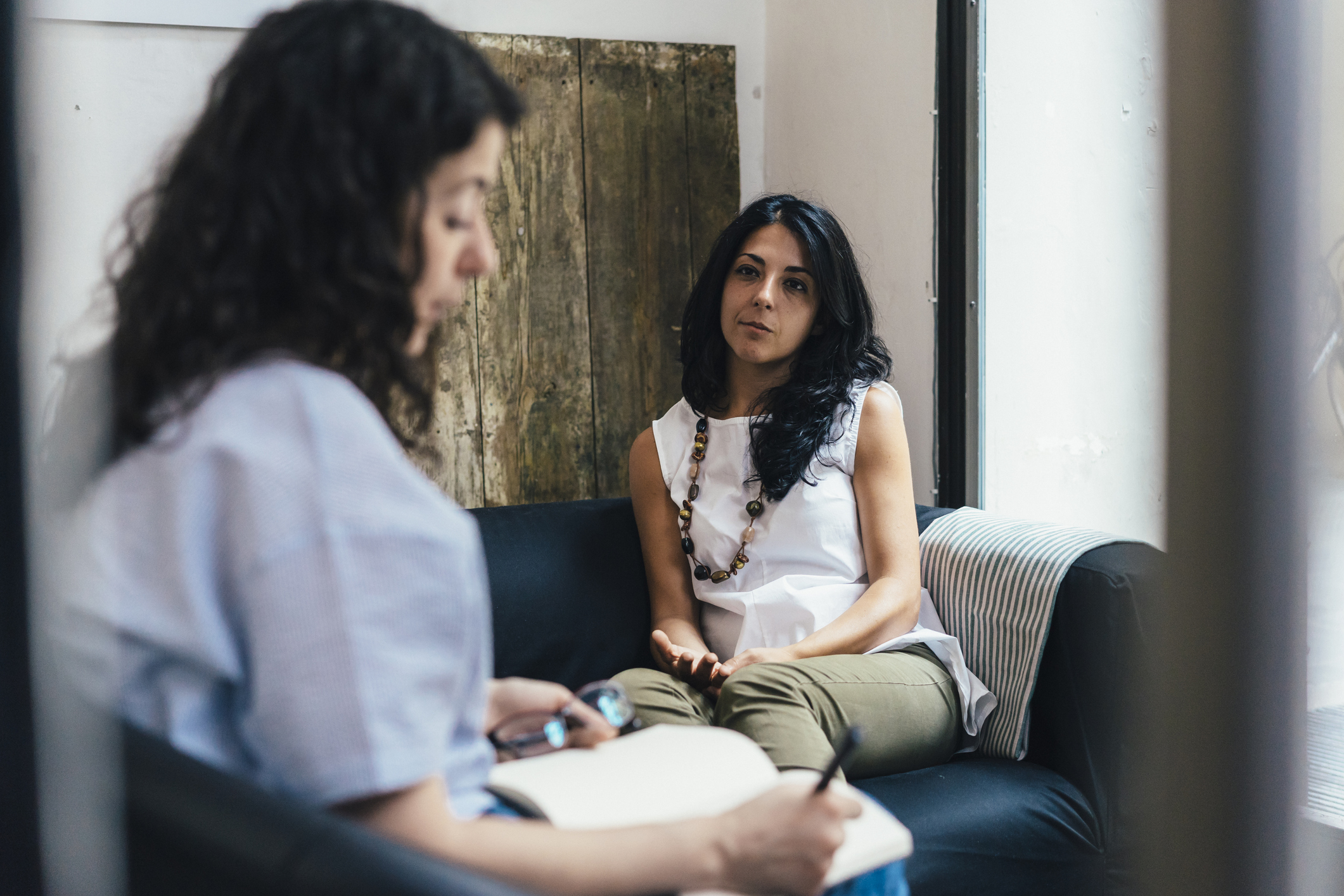 Woman during a psychotherapy session